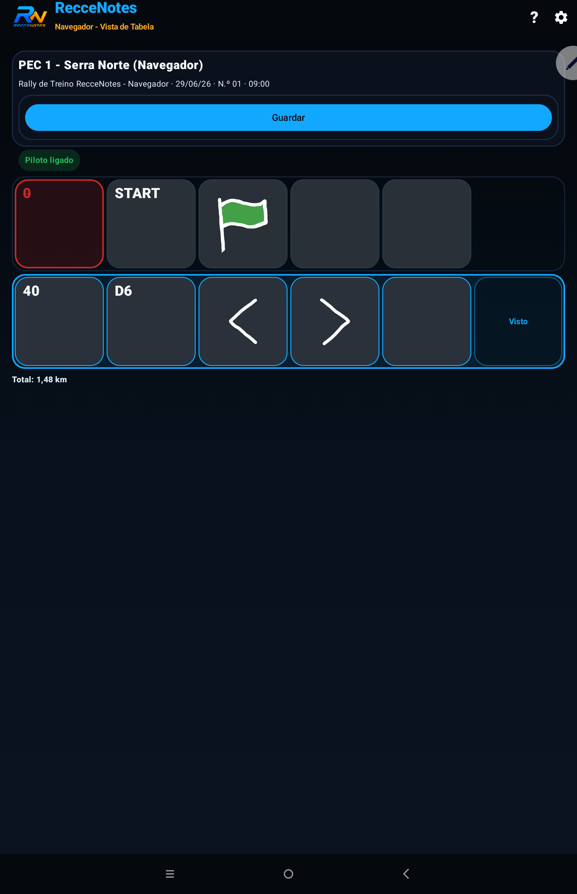 Tablet com RecceNotes em modo Navegador