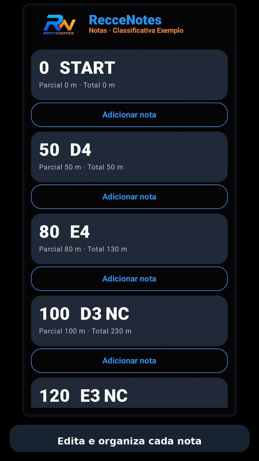 Página de notas da RecceNotes — edita e organiza cada nota
